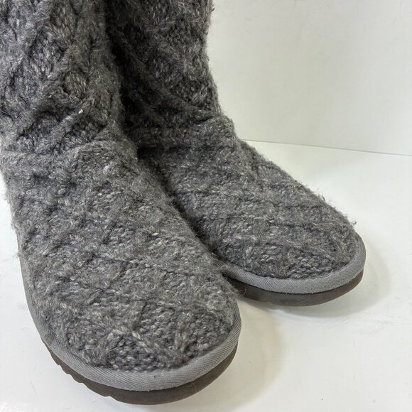 UGG Lattice Cardy Knit Button Boots Size 7 Gray Cozycore - Picture 4 of 11